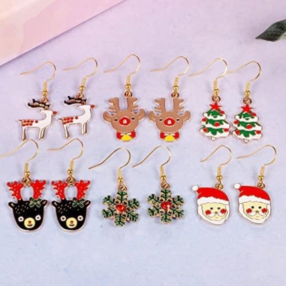 12 Pairs Christmas Earrings for Women Girls Kids - Picture 3 of 6